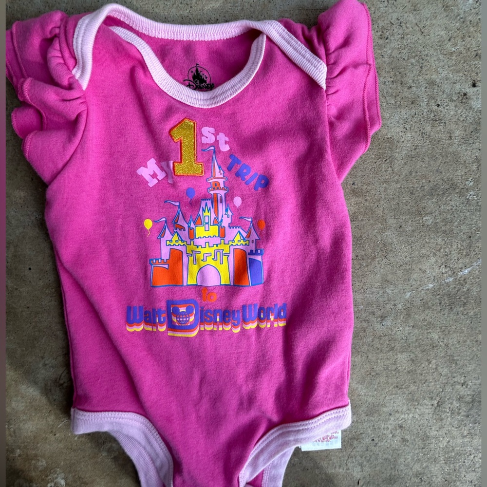 Vintage Disney Baby Onesie  Pink 'My 1st Trip' Shirt - Picture 2 of 7